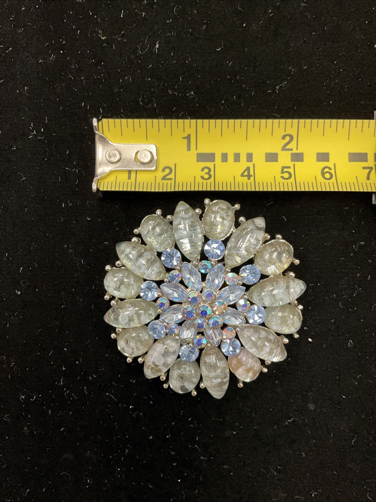 Vintage 1960’s Stunning Large Blue Tones Floral Spray Brooch Pin