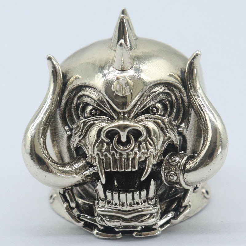Buy 4 Get 1 Free 3D Motorhead Warpig Skull Mens Present Silver Rings