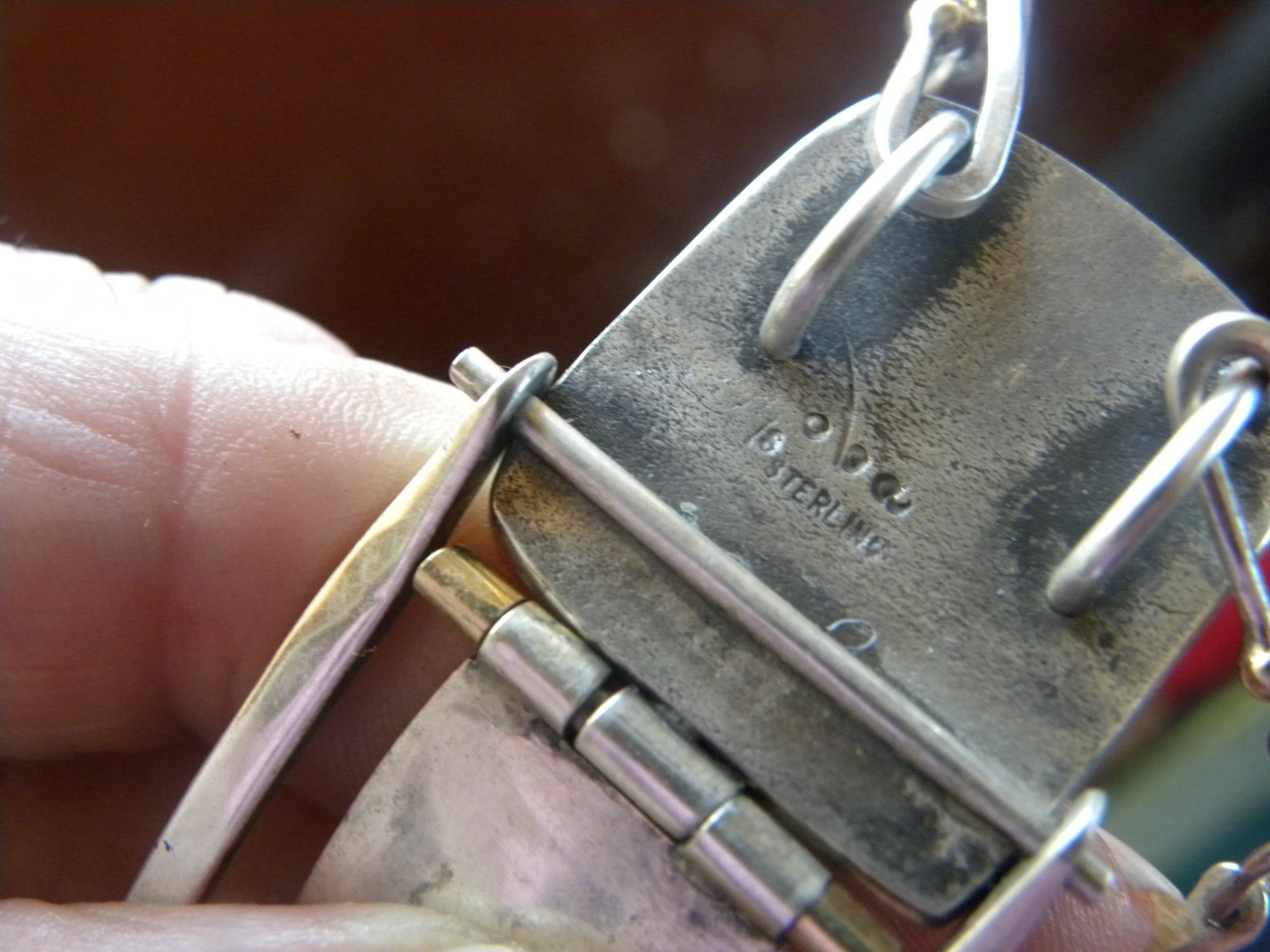 Vintage Sterling silver pendant and chain necklace, abstract design 21″ +
