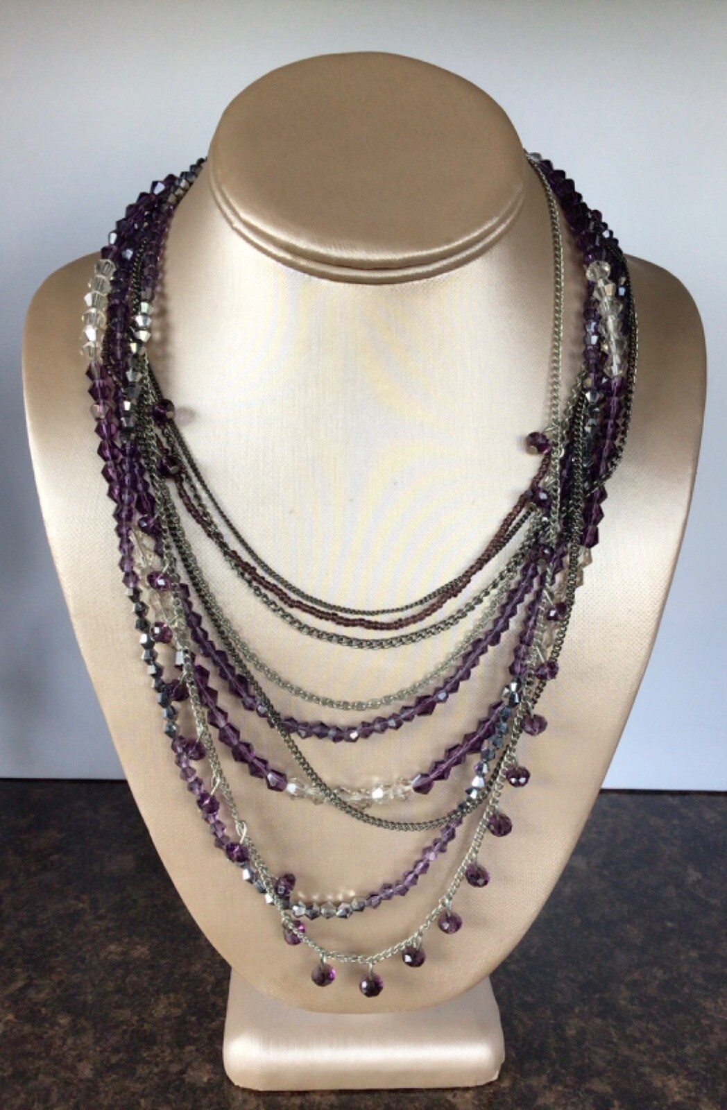Purple Themed Jewelry Lot (11 Pieces) Silver/Gold tone Rhinestone Beads Enamel
