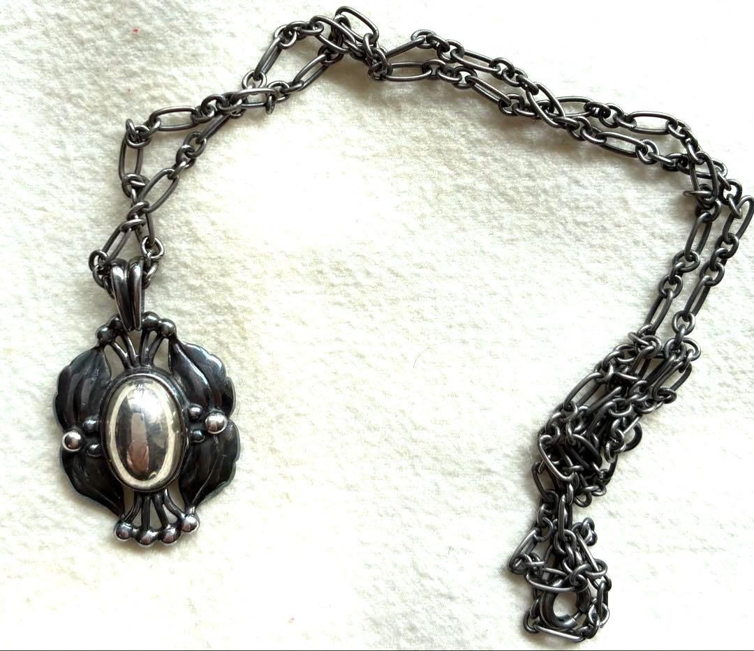 Georg Jensen Necklace 2000 Silver 925 Ear Pendant Classic Design 45cm