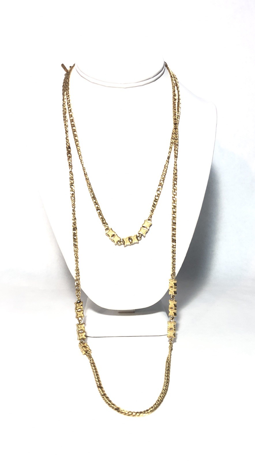 Vintage Monet Gold Tone Multi-Strand Long Wrap Necklace. 54” Long