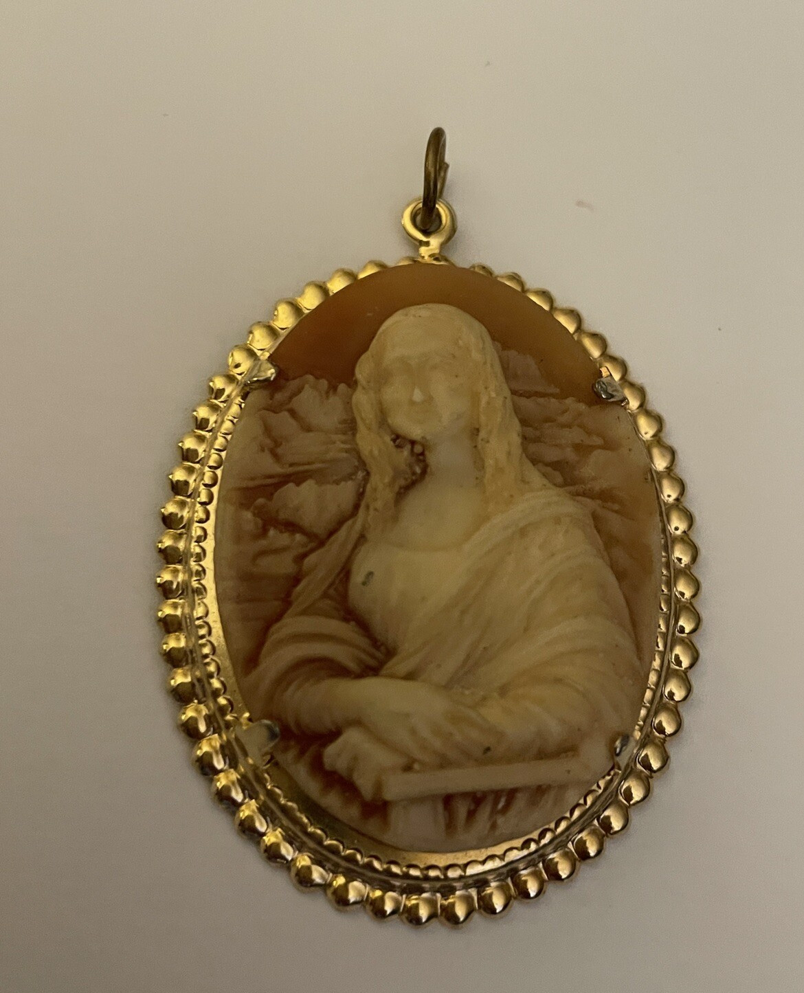 Pink And White Cameo Portrait Woman Cameo Pendant