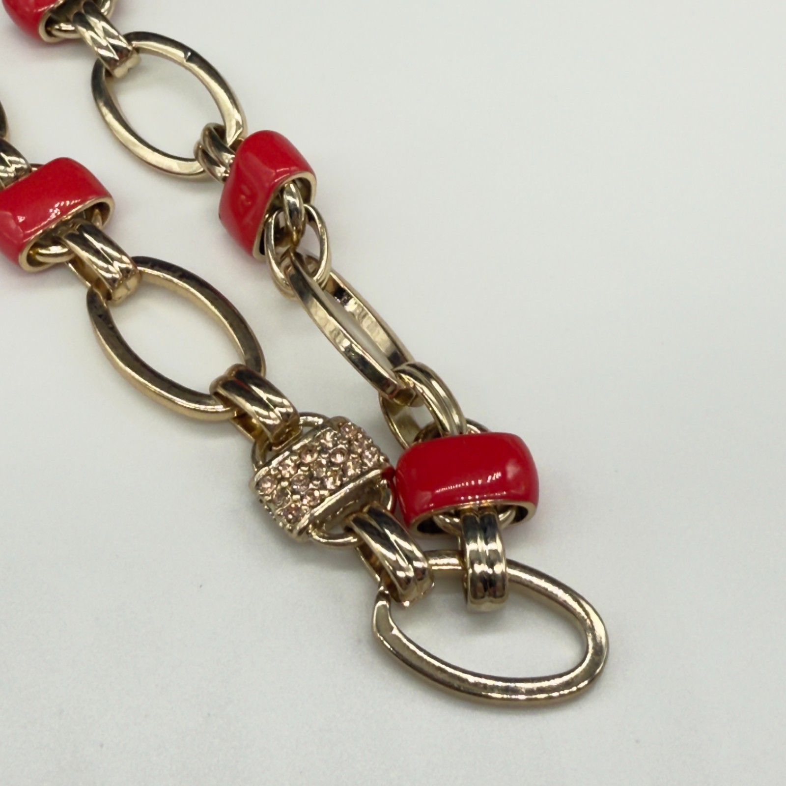 Vintage Coldwater Creek Necklace Gold and Red Enamel Chain