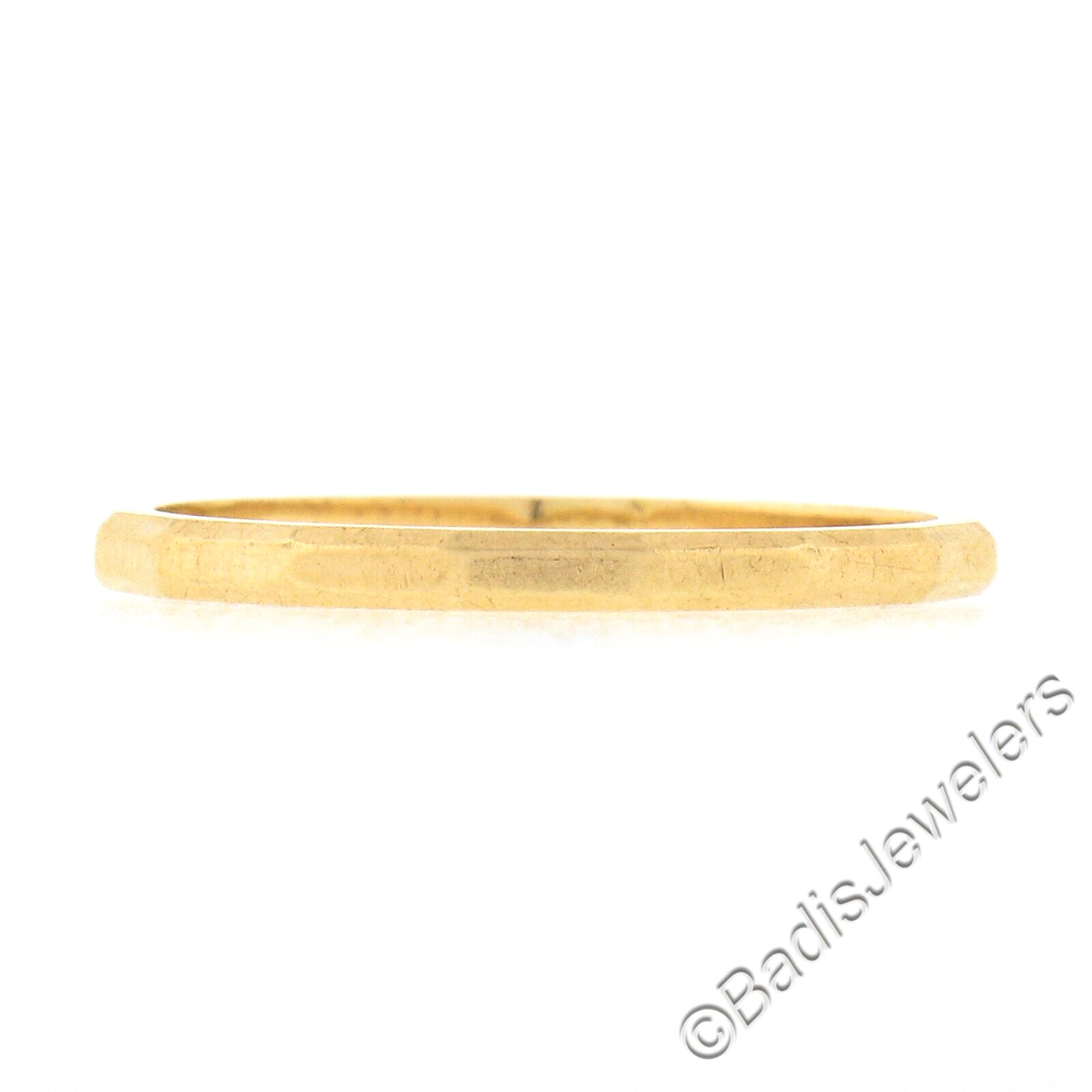 Vintage 14k Yellow Gold 1.6mm Polished Faceted Eternity Stack Wedding Band Ring