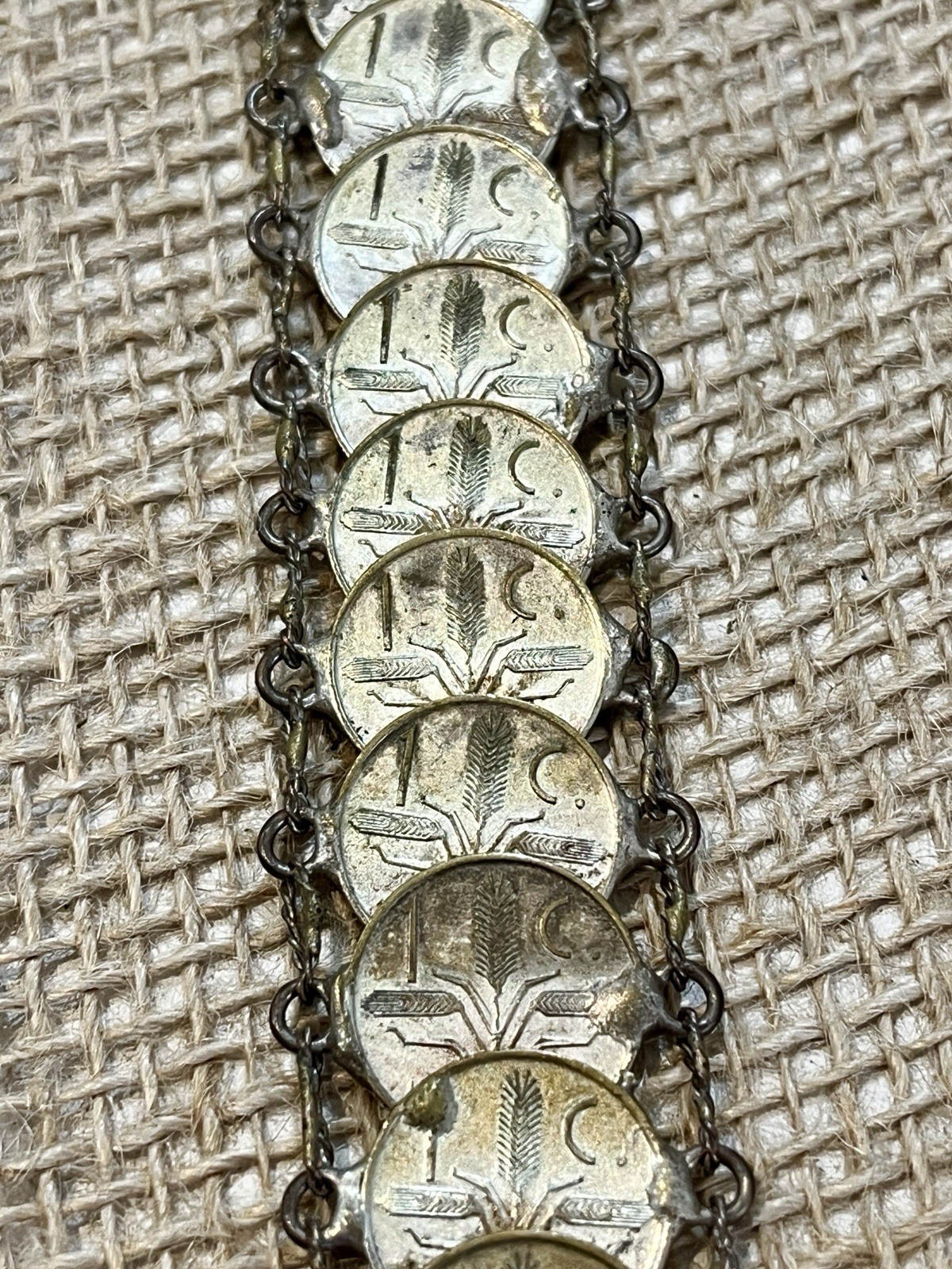 Vintage Mexican Coin Bracelet Centavos Coin Link Souvenir 8″ 1950s’ Retro