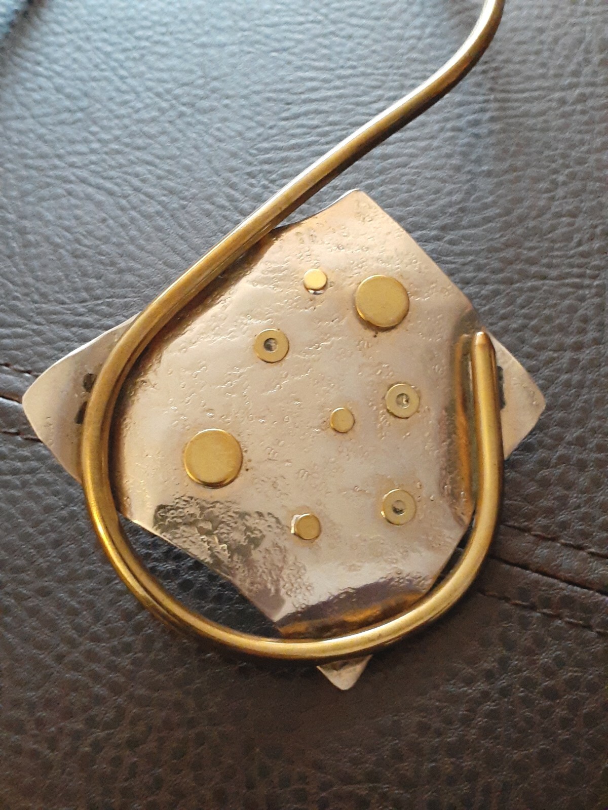 Vintage Abstract Modernist Sterling Mixed Metal Studio Designer Collar Necklace