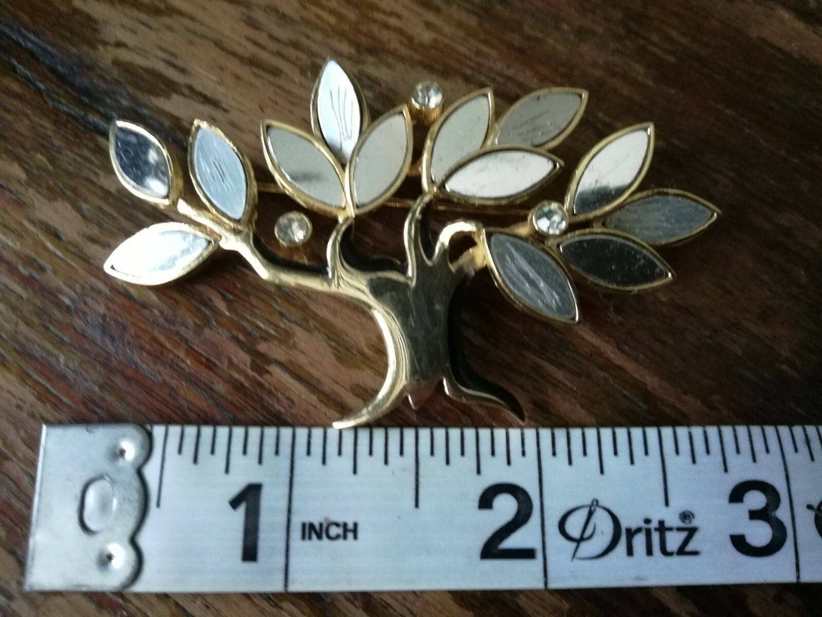 Vintage Orena Paris Tree of Life Gold Tone Brooch Pin Trombone clasp