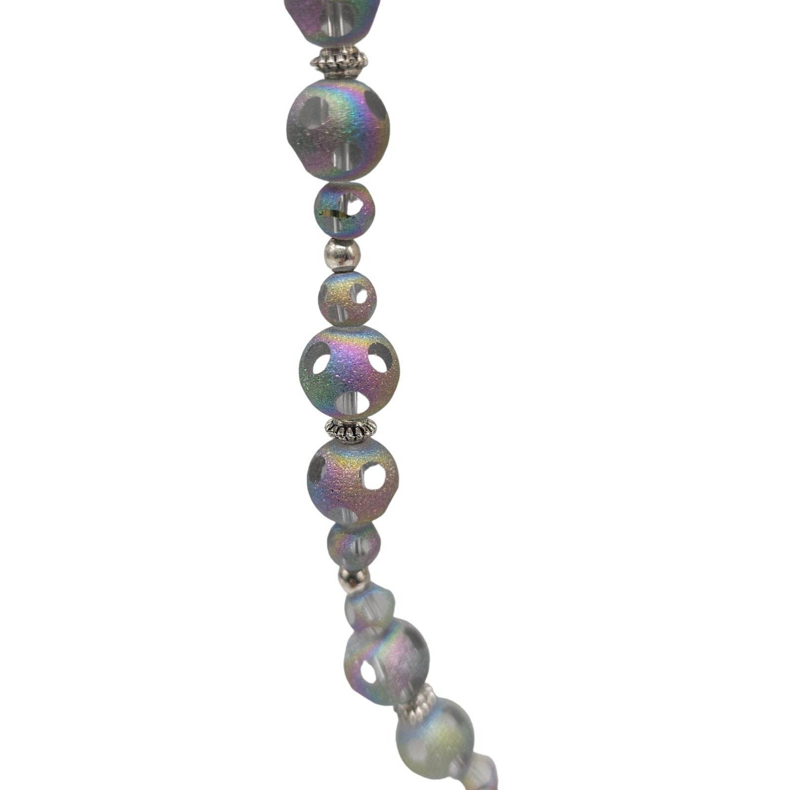Iridescent Beetle Bead Glass Ball Necklace Toggle Closure Vintage