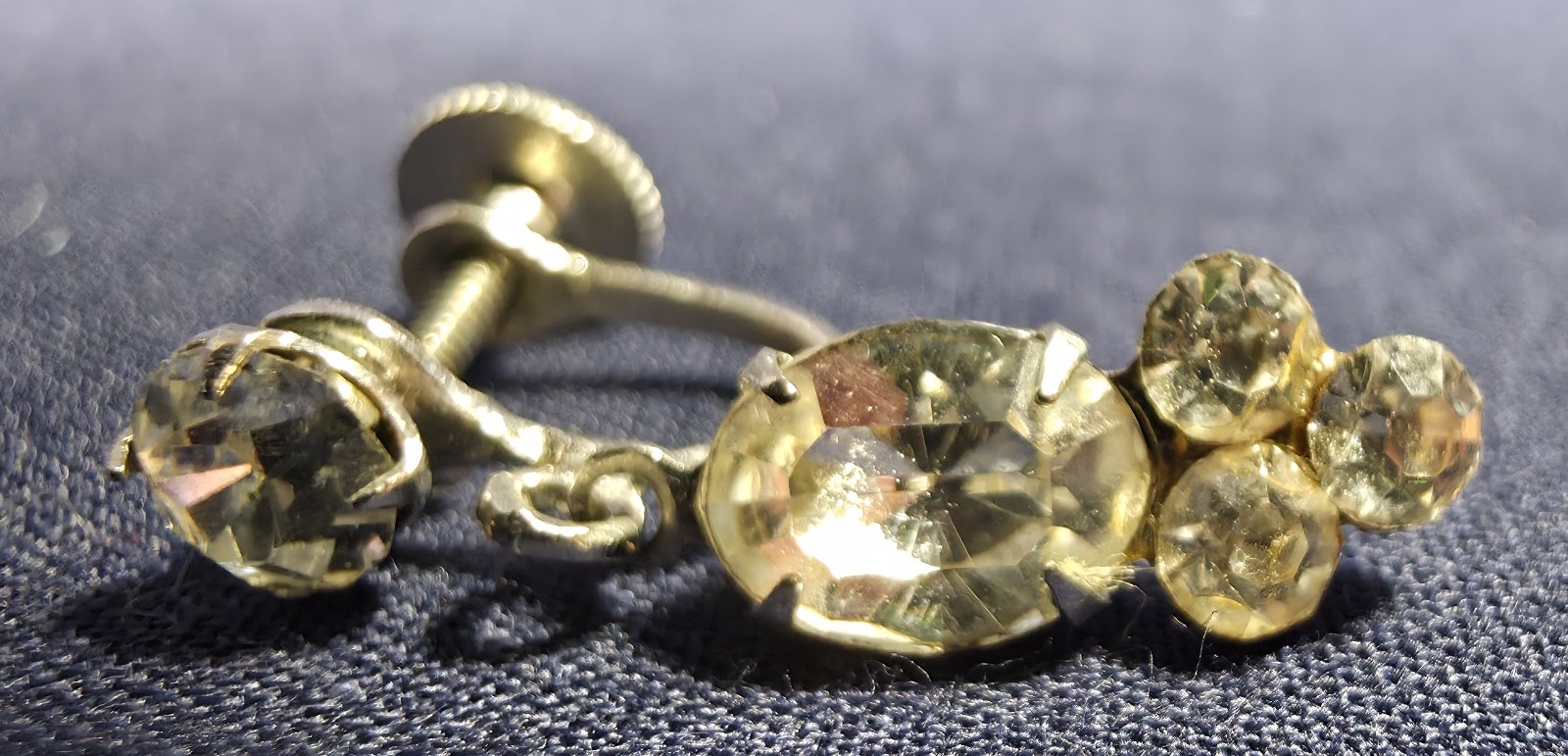 Vintage Vargas Rhinestone Drop Dangle Large Oval over Rounds Screw Back Earrings