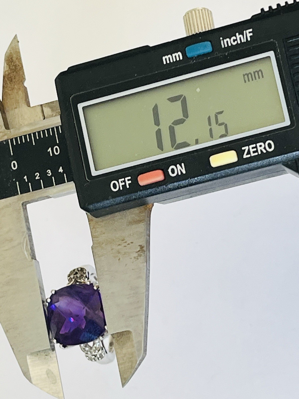 Designer BML Sterling Silver Cushion Cut Amethyst And White Topaz Ring Size 7