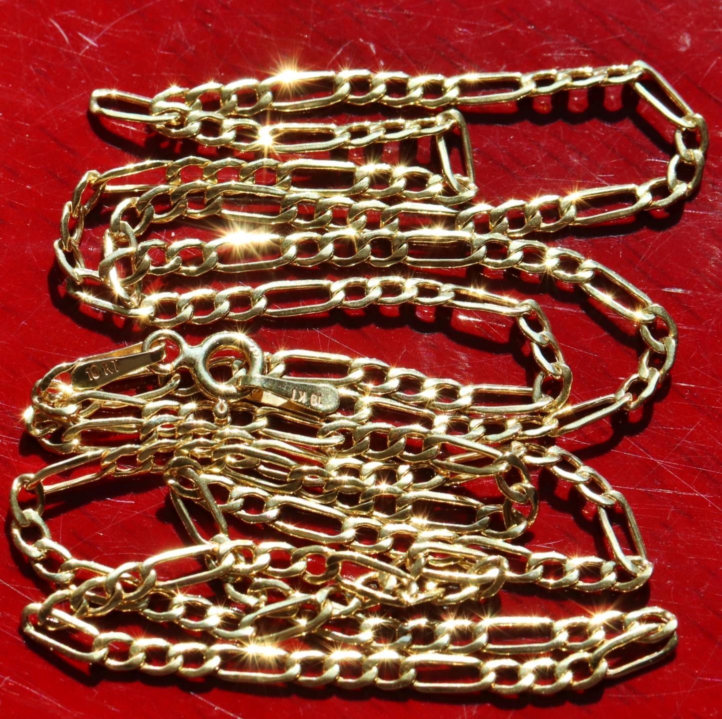 10k yellow gold necklace 24.0″ Figaro link chain vintage handmade 2.23gr