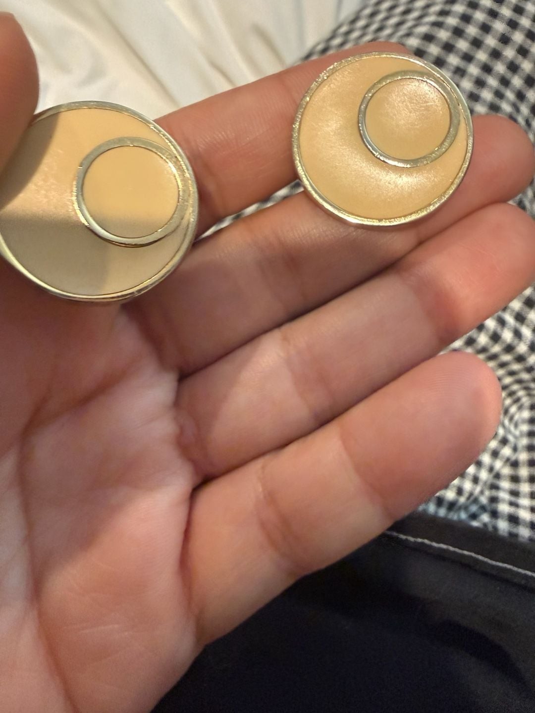 Vintage Napier Gold Tone Enamel Circle ScrewbackEarrings