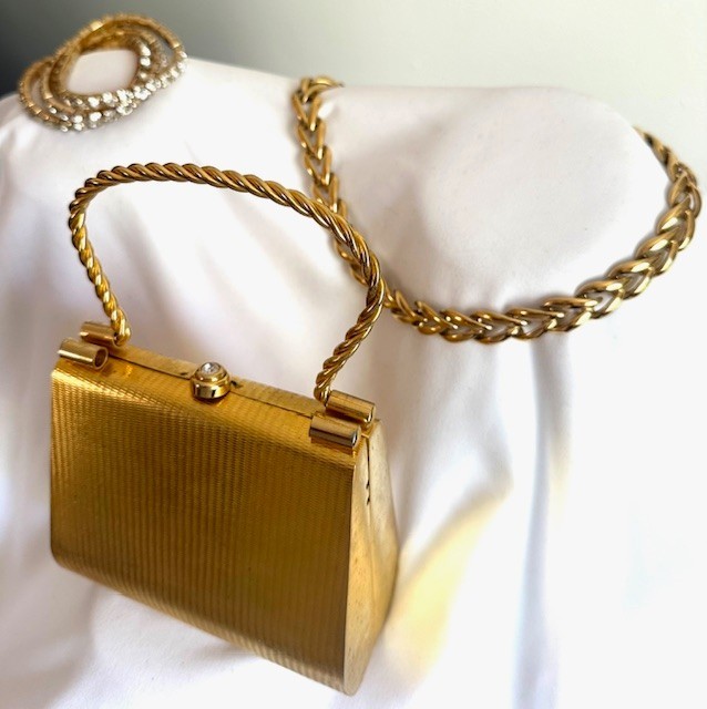 Grouped Vintage Accessories for Women, Includes Purse, Link Necklace, Bracelets