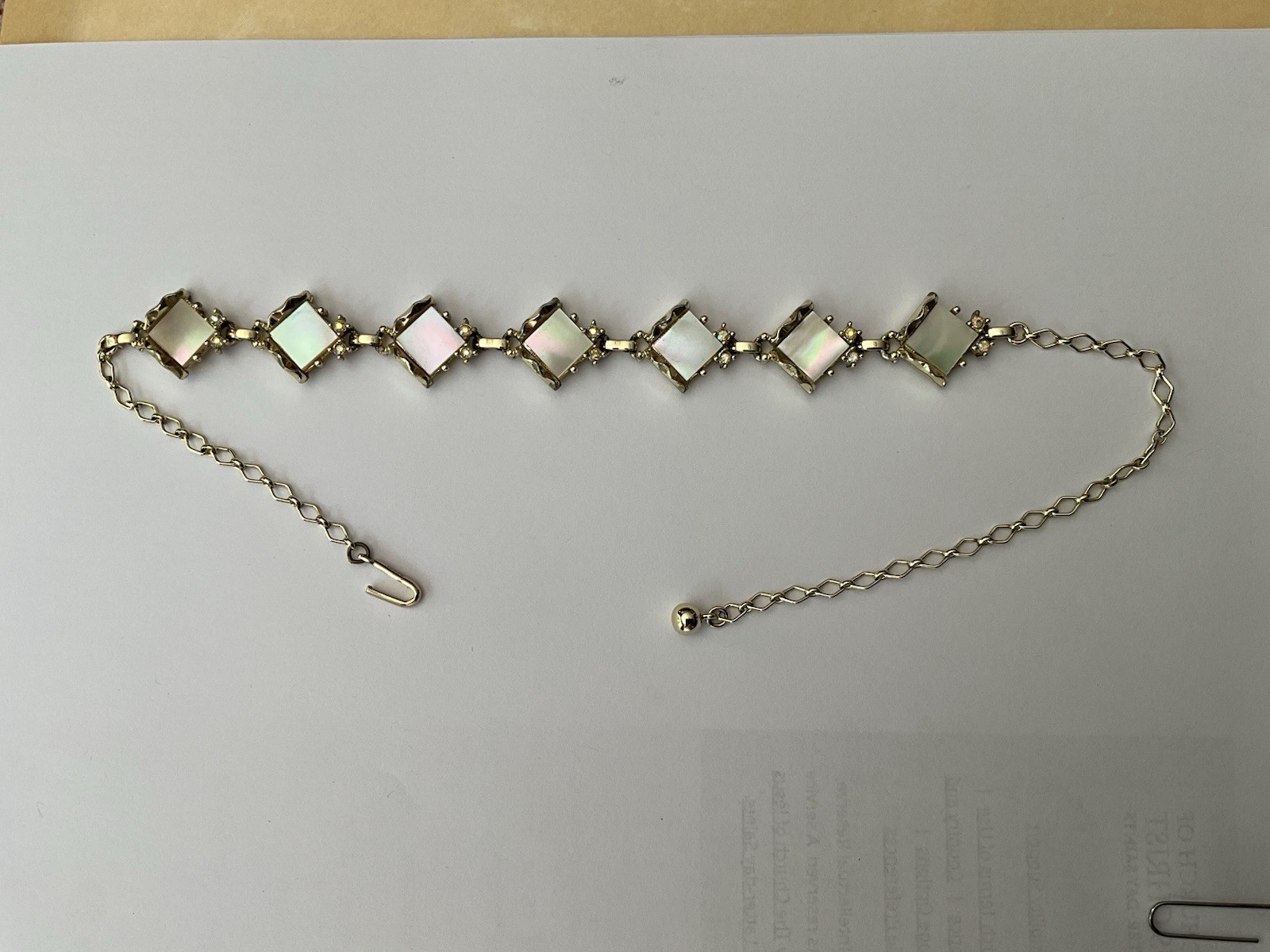 Gold Tone Square Link Cable Chain Necklace Adjustable Hook Closure