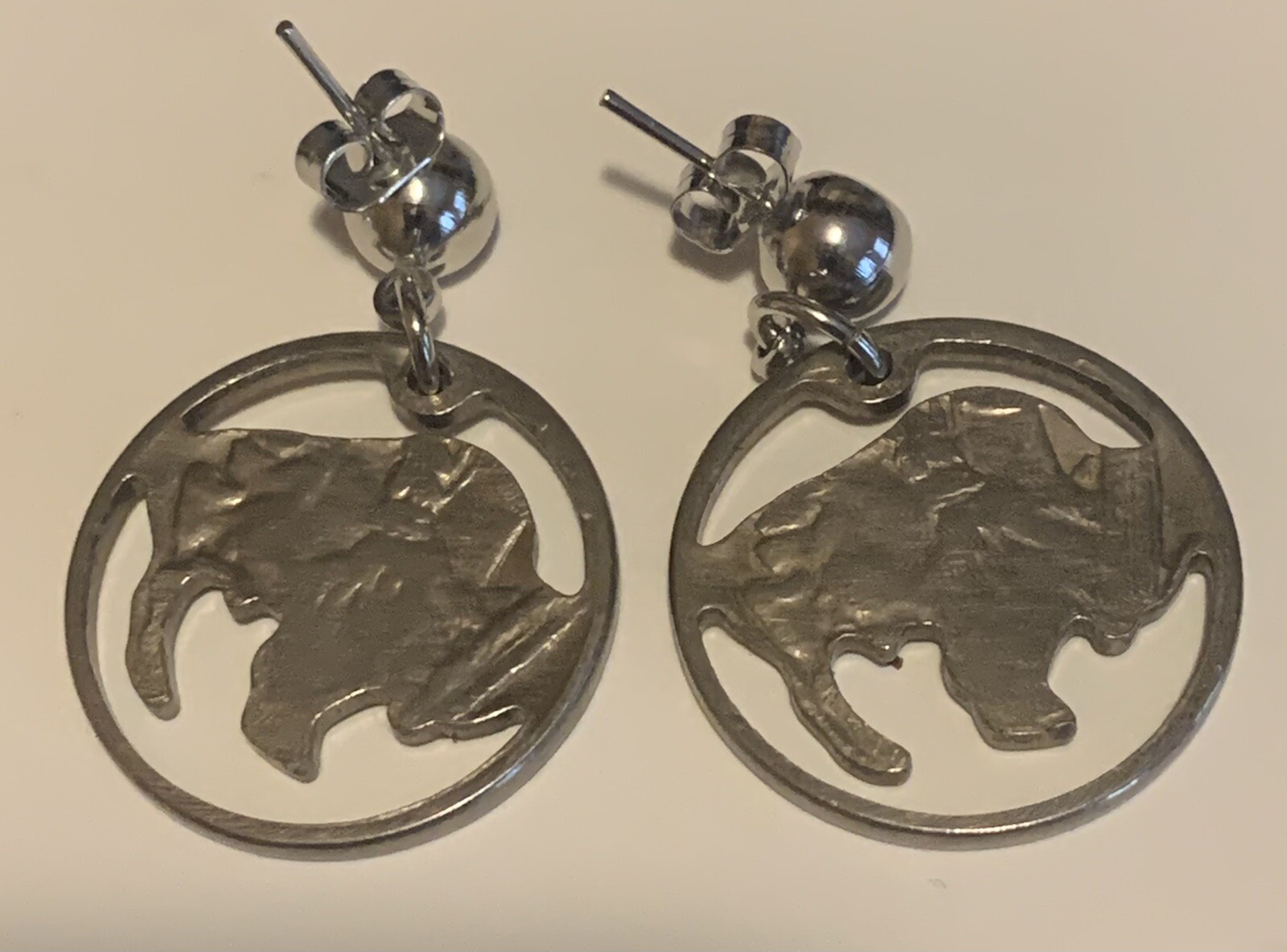Vintage Buffalo Nickel Cutout Silver Coin Stud Ball Earring Pair
