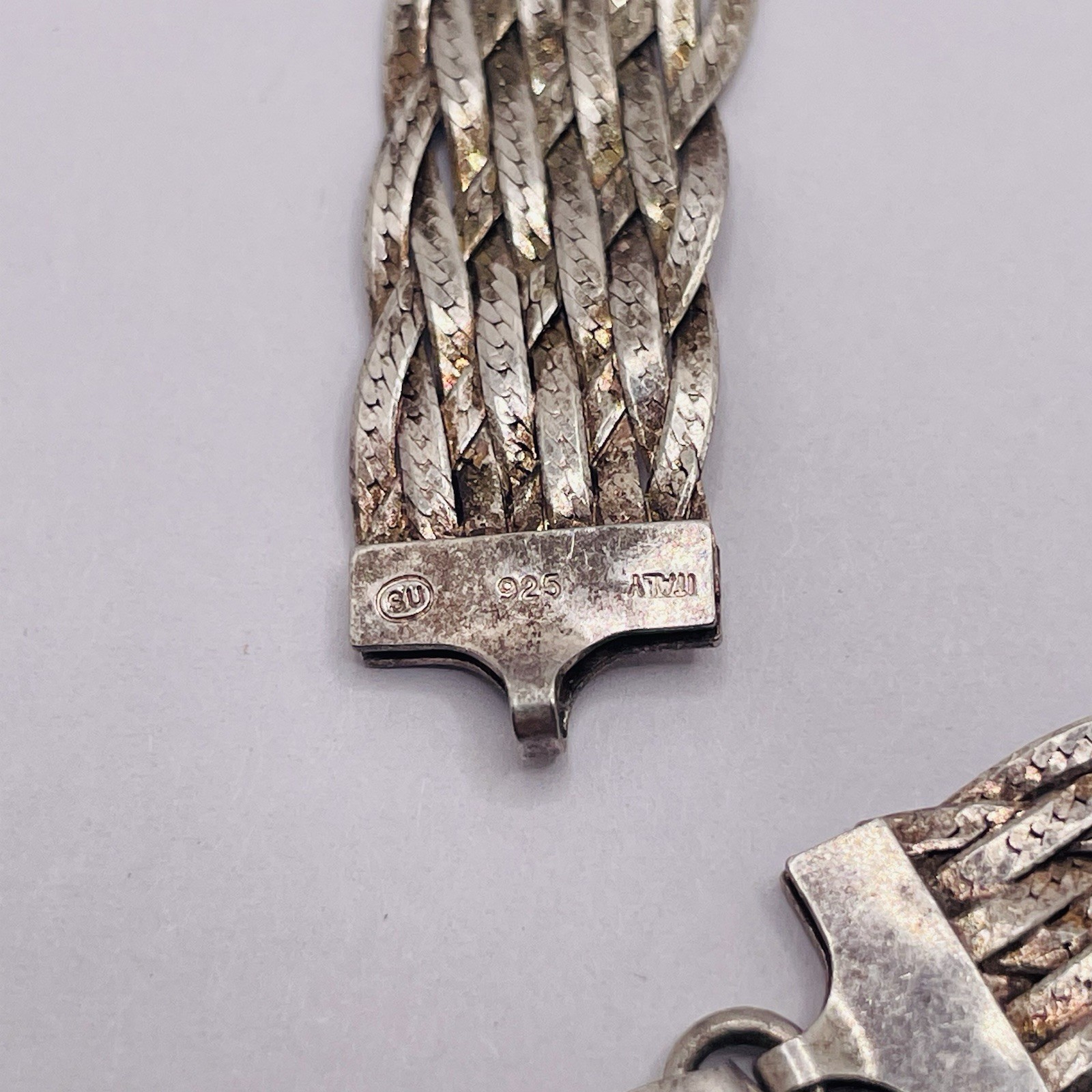 SU Italian Woven Mesh Link Sterling Silver Choker Chain 17.5in (23.75g)