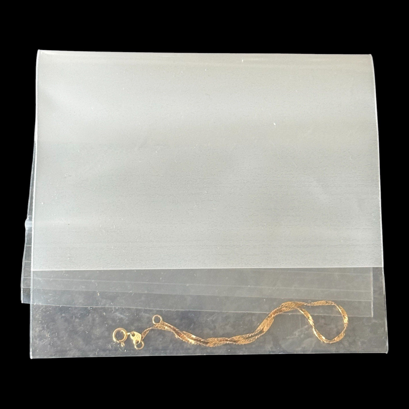 14K Yellow Gold Flat Braided Twisted Herringbone Link Chain Bracelet 5.5”, 0.78G