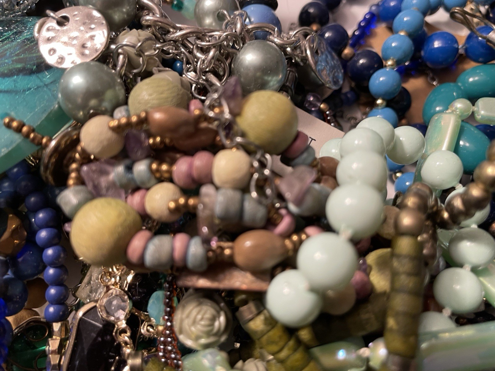 4Lb Mixed Mystery Jewelry Lot Vintage Mod Boho Beaded Necklaces Bracelets