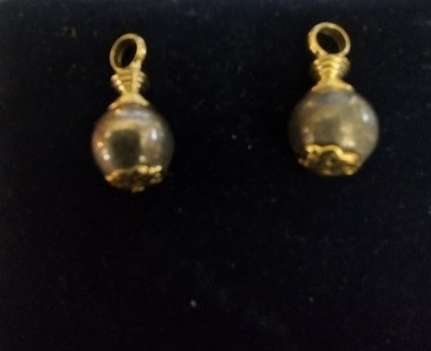 Pierced Earrings Removable Dangles Pearls/ Mogul Style Cabochons/ QEII 1971