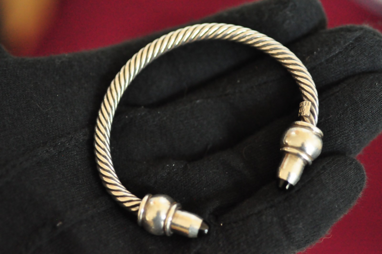 44g Mexican Sterling Silver Cable Bracelet – Onyx Tips Marked 925 Mexico