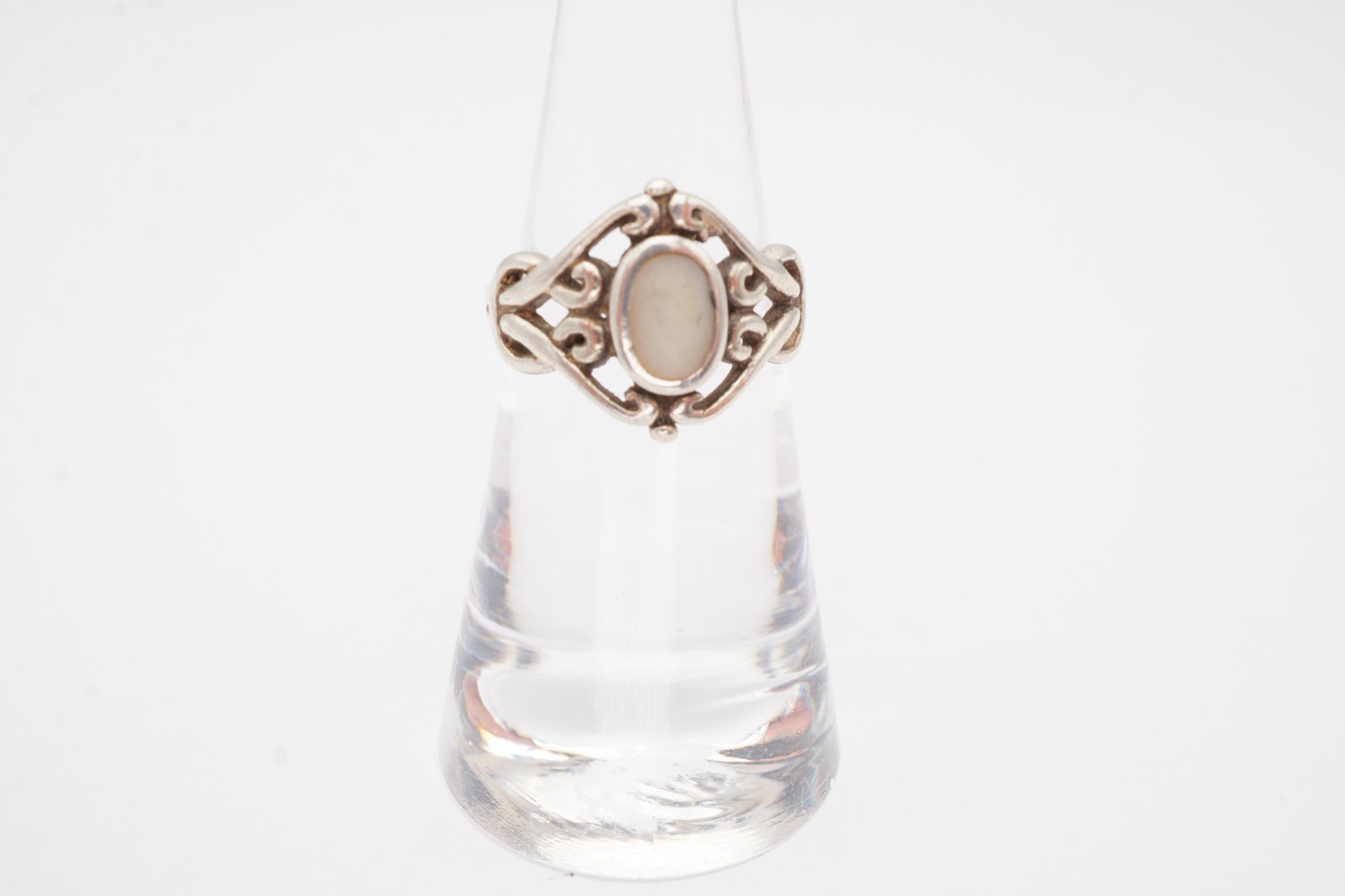 Vintage Sterling Silver 925 White Stone Ring Size 5.5 Marsala N6
