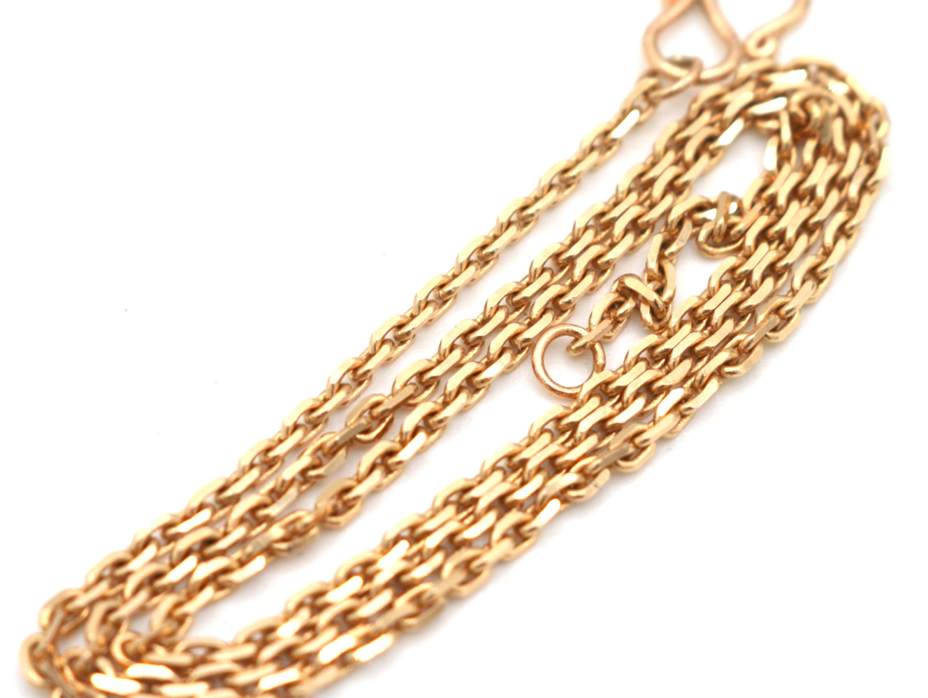 Vintage 18K Yellow Gold Polished Faceted Cable Link Chain Necklace 14″ 5.23g