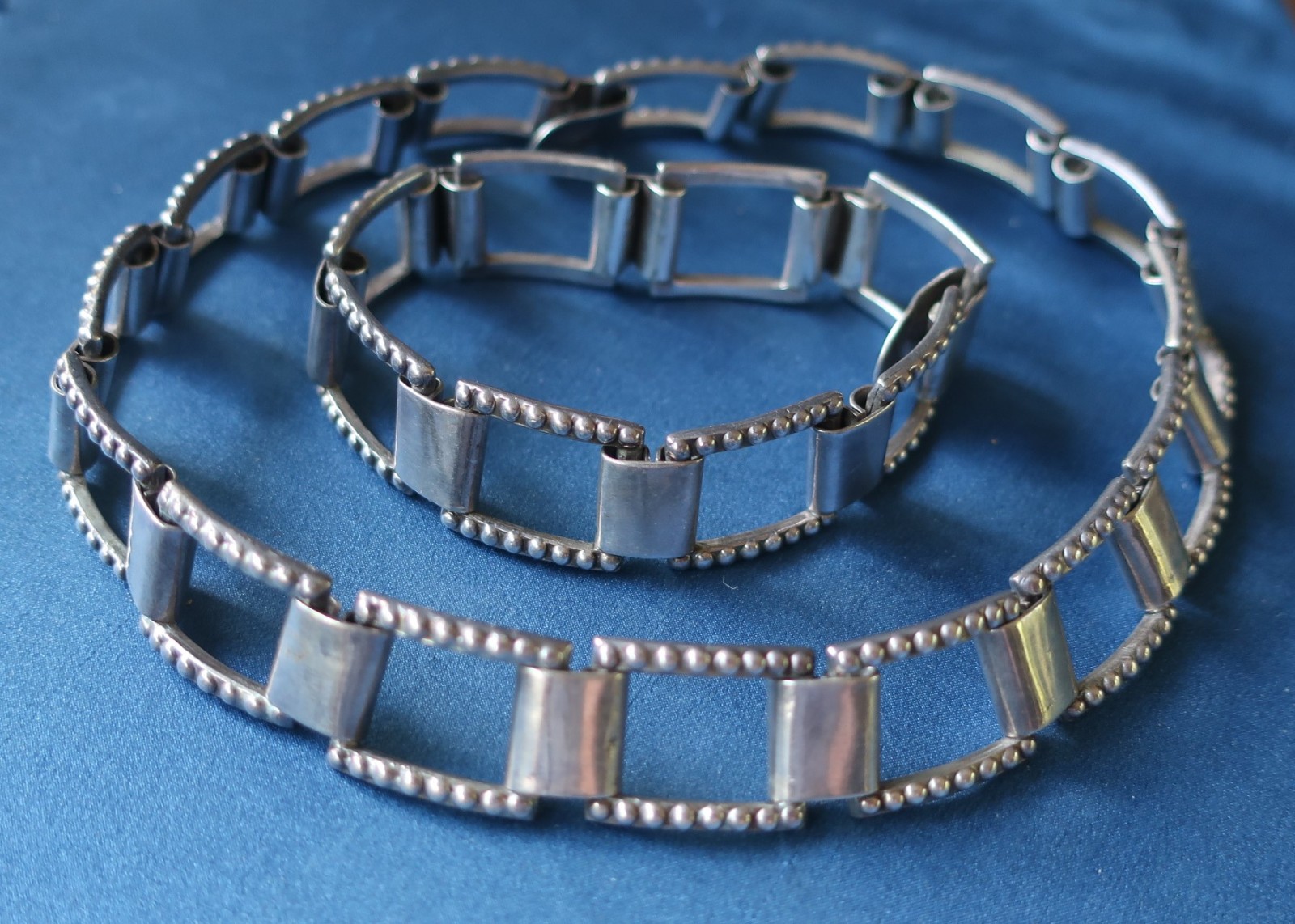 LOS CASTILLO TAXCO MEXICO Sterling Silver Square Chain Link Bracelet Necklace132