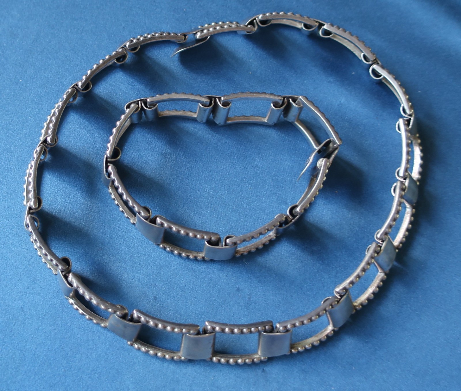LOS CASTILLO TAXCO MEXICO Sterling Silver Square Chain Link Bracelet Necklace132