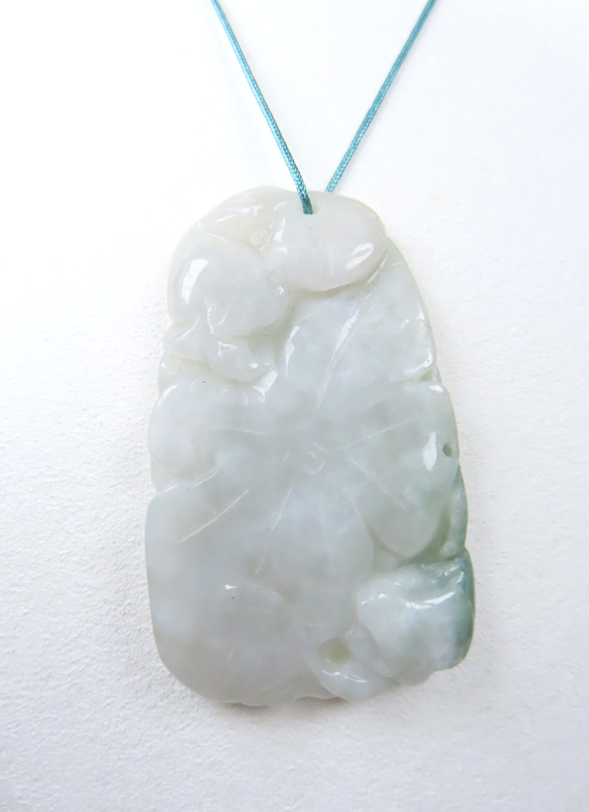 Vintage Chinese Carved Green White Jadeite Pendant