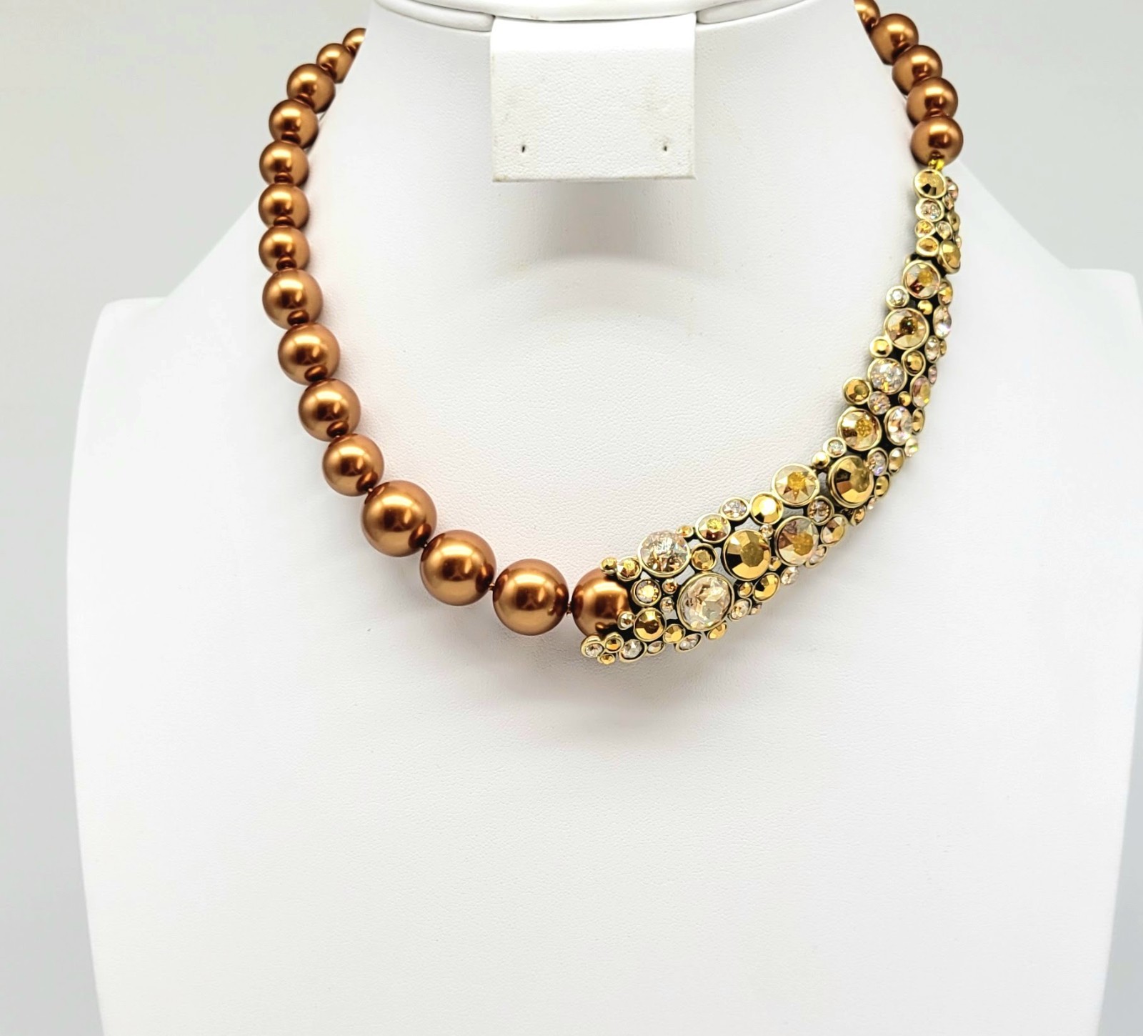 Heidi Daus Gold Pearl and Diamond Swarovski Crystal Asymmetrical NECKLACE ONLY