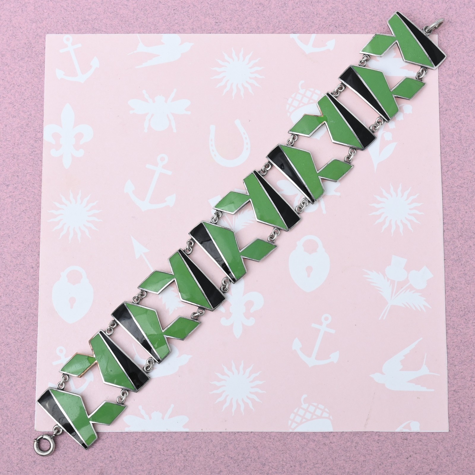 Vintage 1930s Art Deco Machine Age ENAMEL Modernist Necklace
