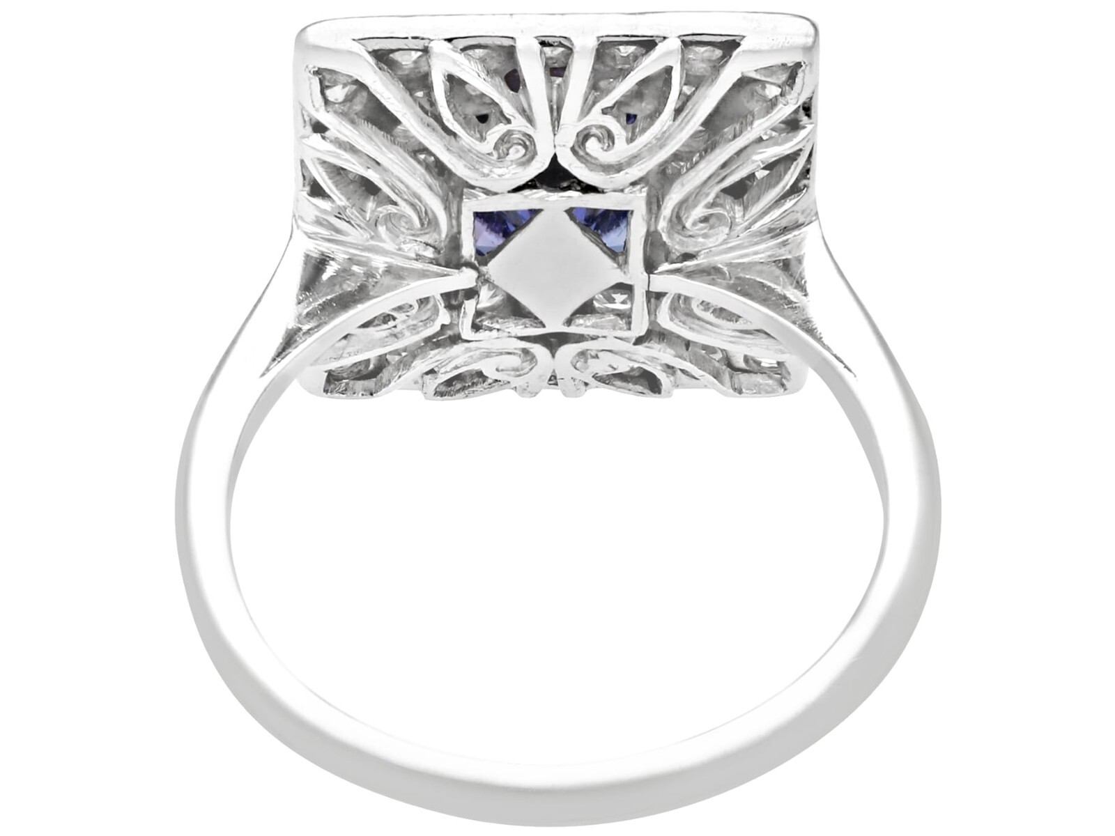 Vintage 0.78Ct Tanzanite and 0.92Ct Diamond 18K White Gold Dress Ring