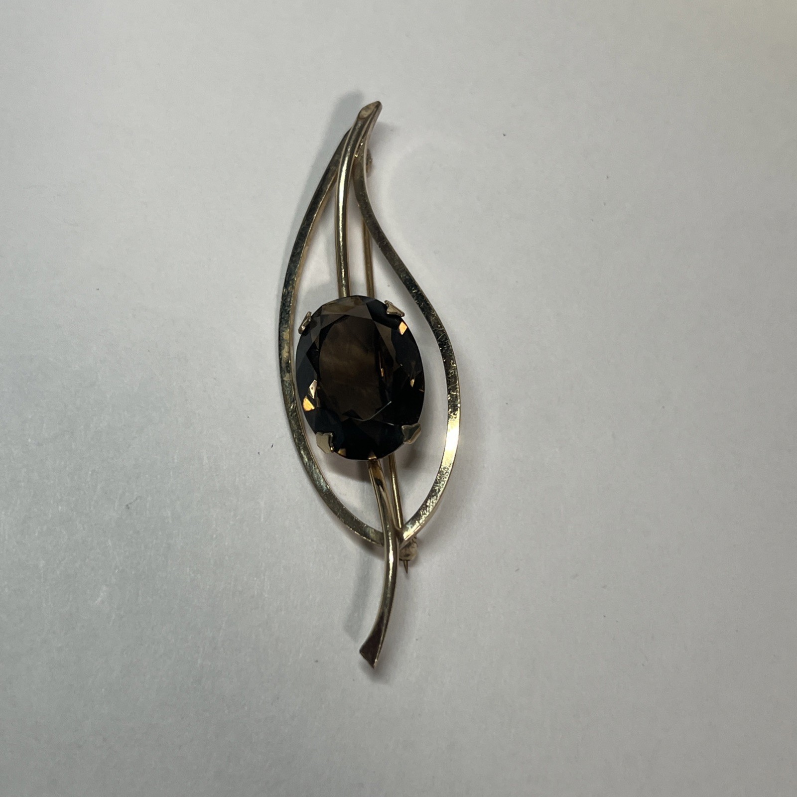 VIntage Jewelry 4 WINARD Faceted Smokey Topaz Leaf Brooch 12KT Gold Filled
