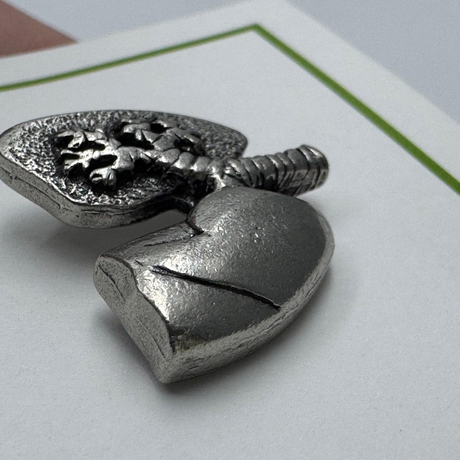 Vintage Handcast Pewter Lungs Anatomy Medical Lapel Pin Tie Tack