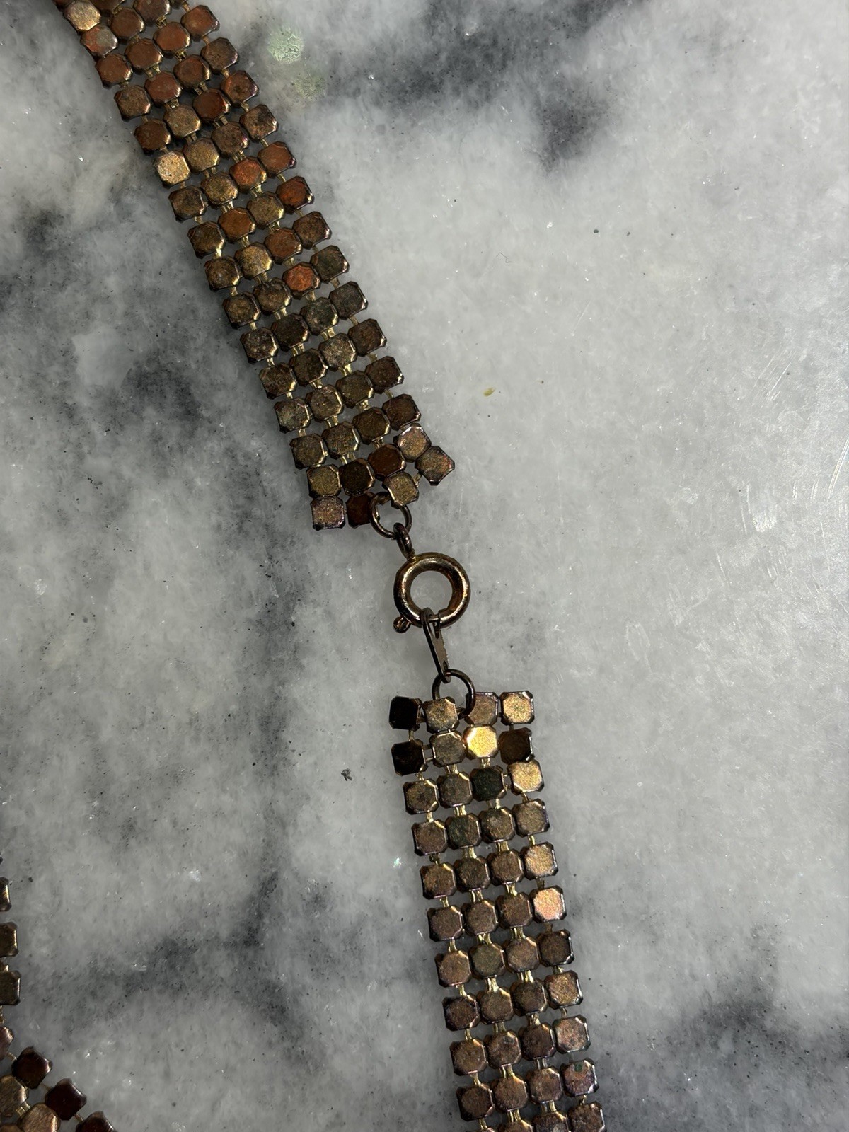 Vtg 70s Chain Mail Mesh Tie Necklace, Whiting Davis?
