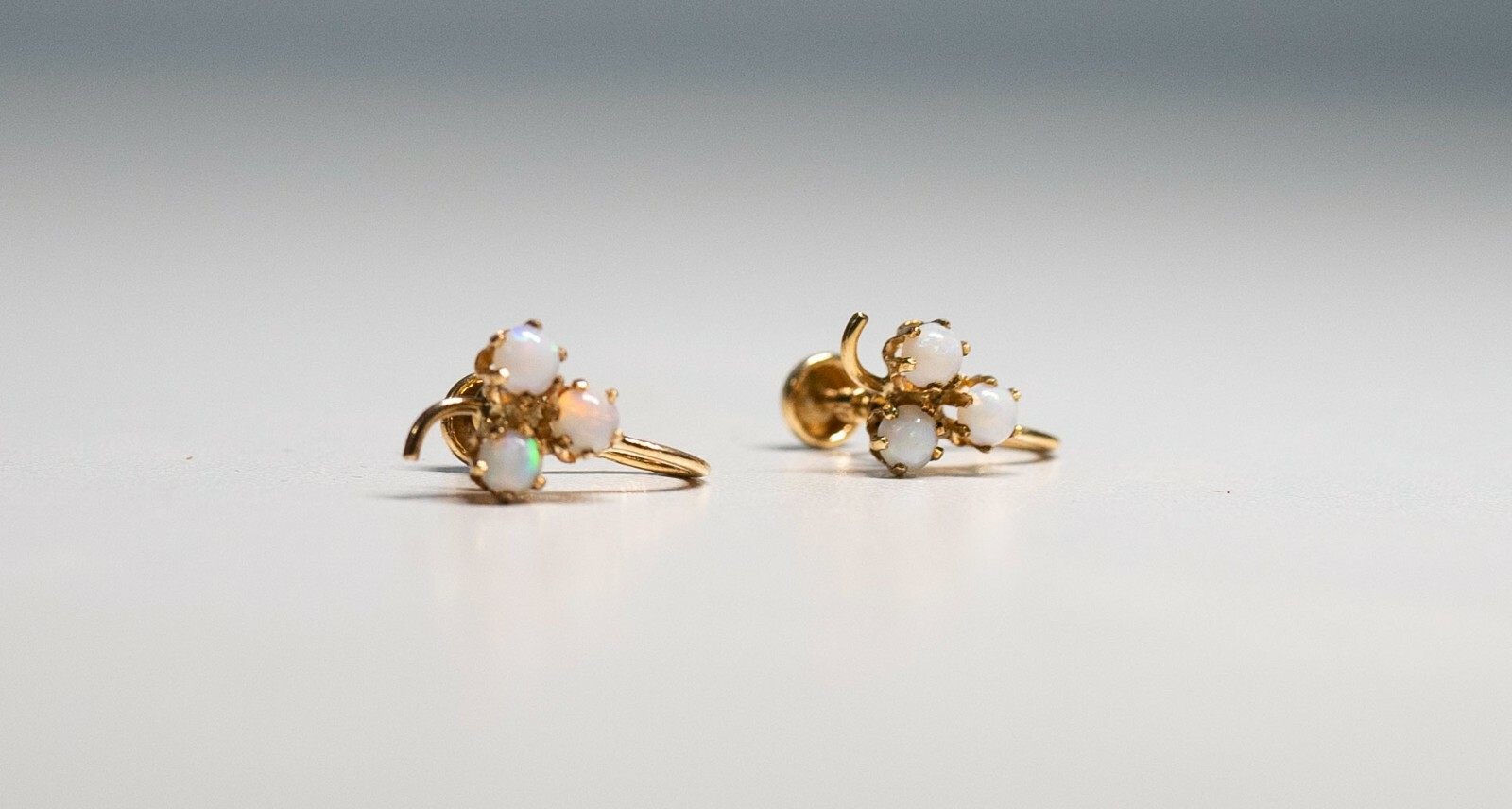 Art Deco Opal 10K Gold Earrings Vintage 10K Gold BDA Budlong, Docherty, & Armstr