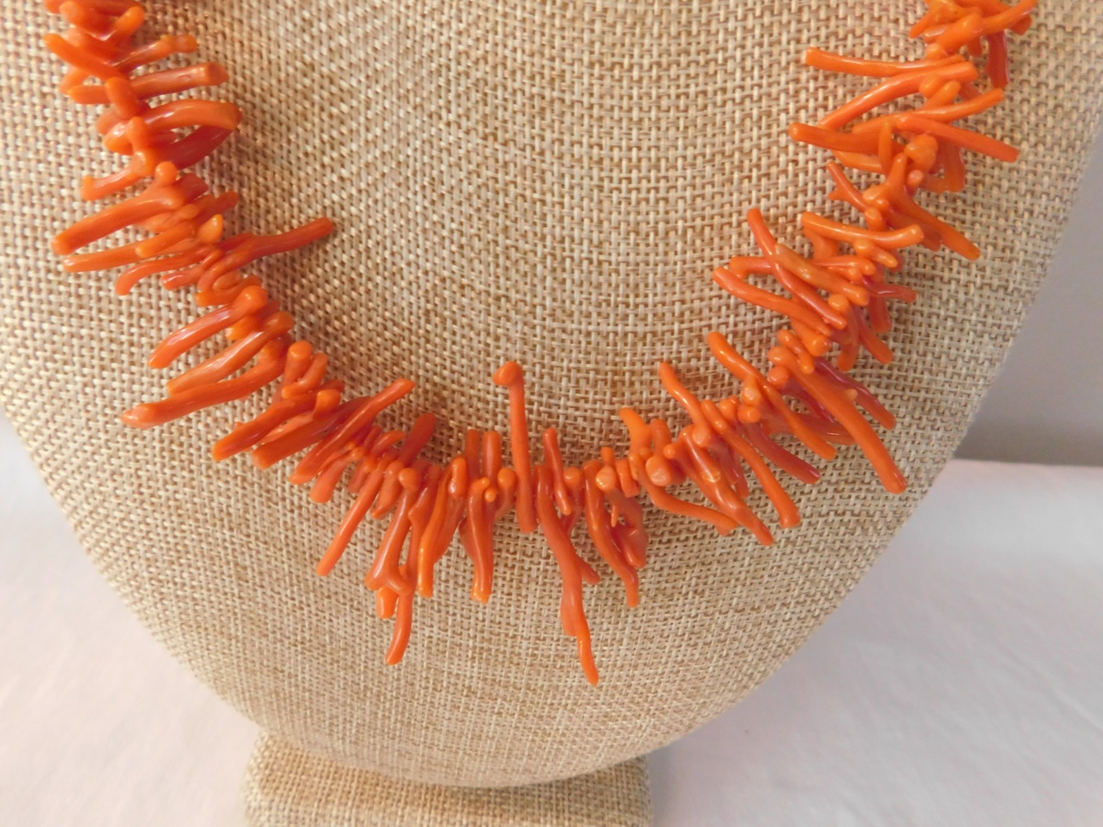 Vintage Salmon Branch Coral Beaded Necklace 20 inch