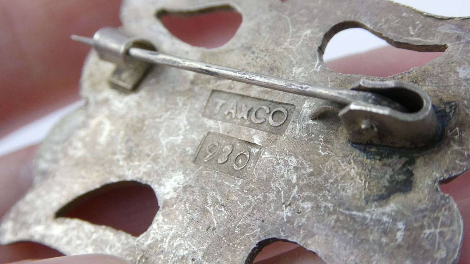 Antique Mexico Taxco 980 Sterling Silver Modernist Brooch Shapes Pin 12.4g 1.5In