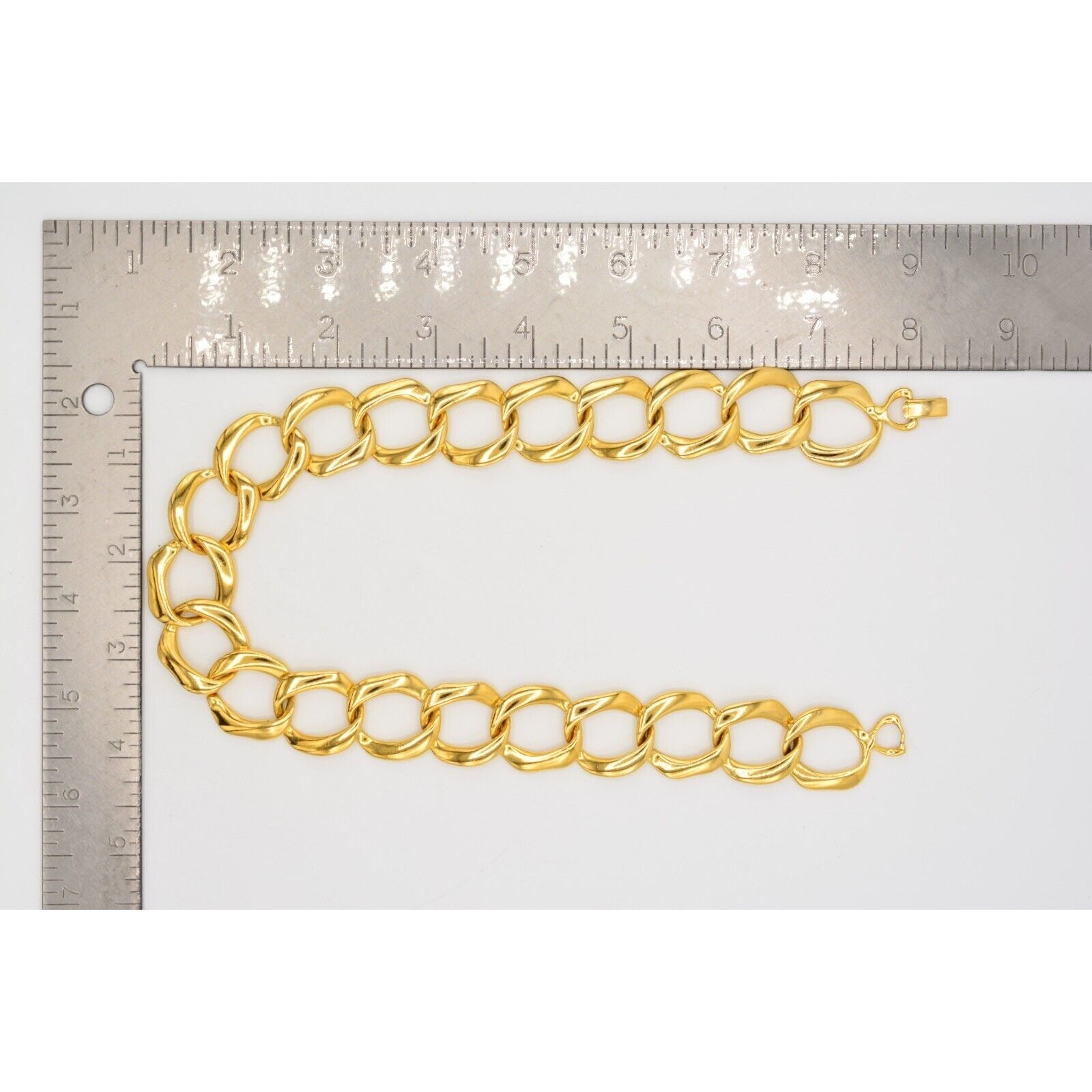 Vintage Linked Chain Gold Tone Metallic Chunky Shiny Yellow 1980s BinL