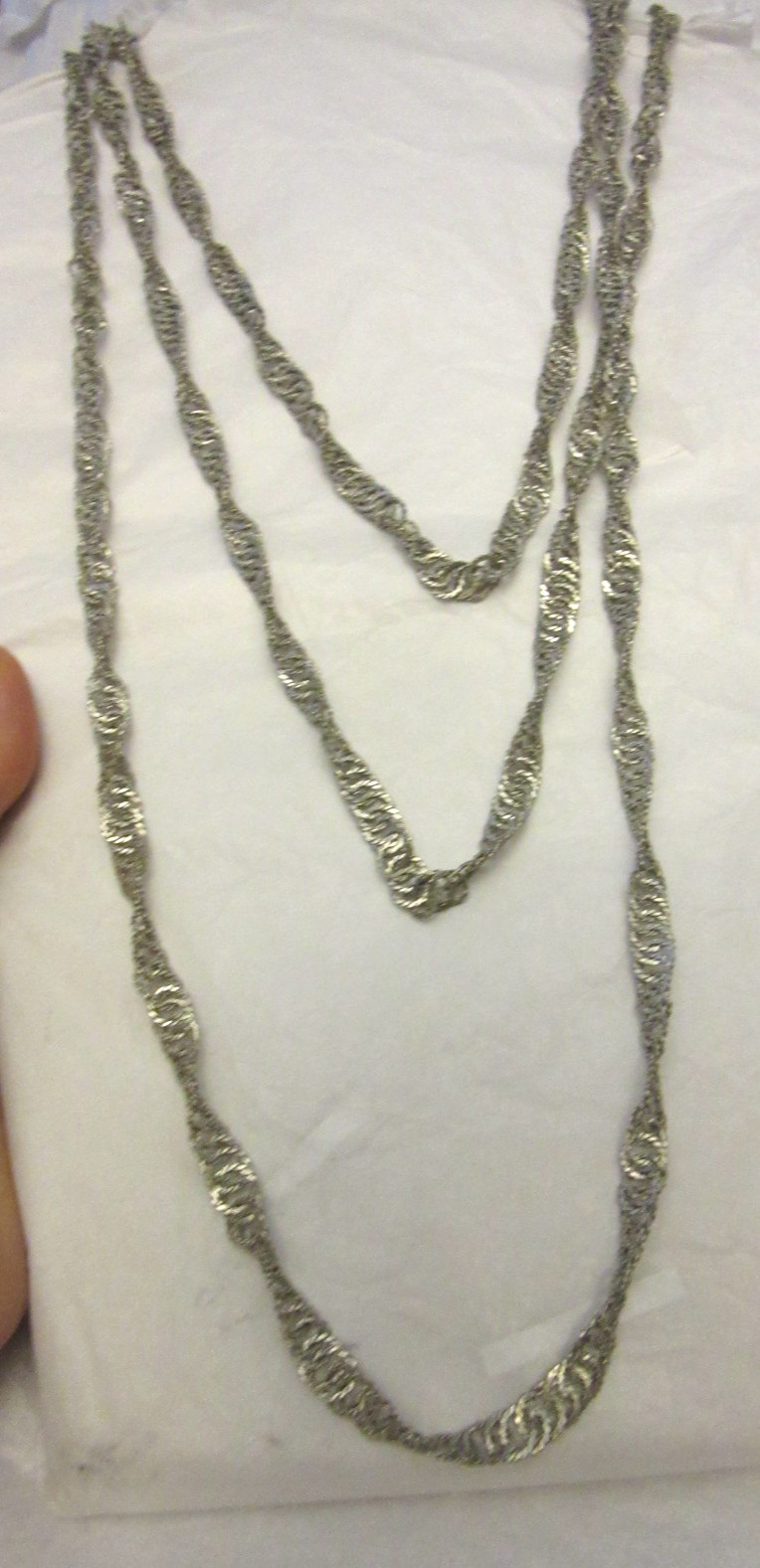 VTG Guatemalan Wedding Necklace Silver Tone Over Copper 72” Long (B