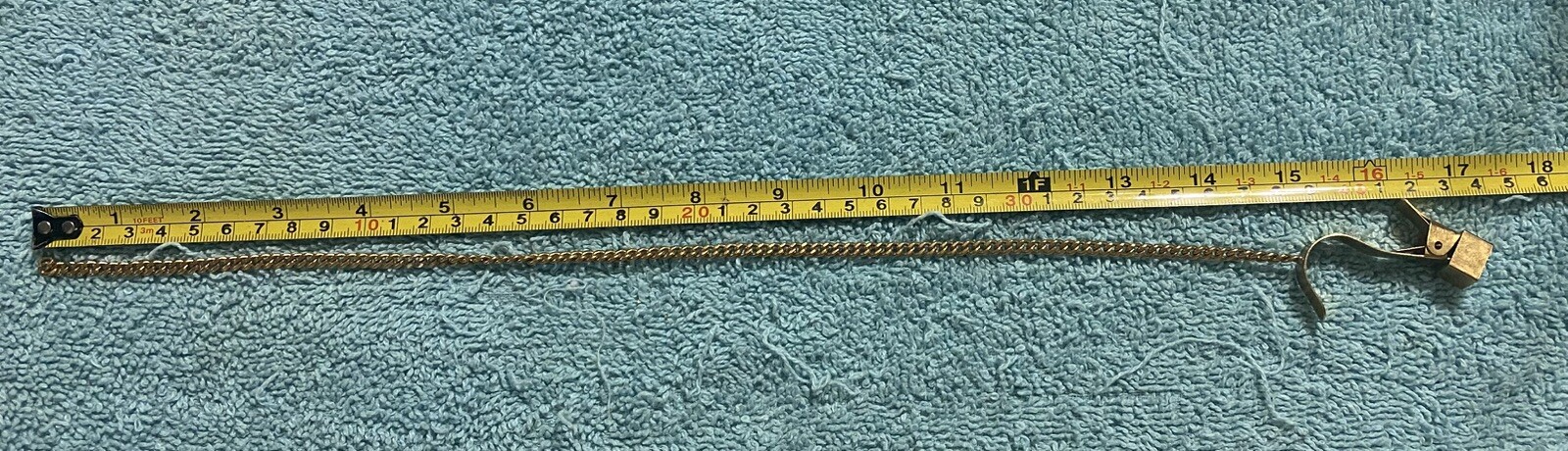 VTG 24KT GOLD PLATED-MADE USA- CHAIN WITH HOOK CLIP (MISSING RING ON OTHER END)