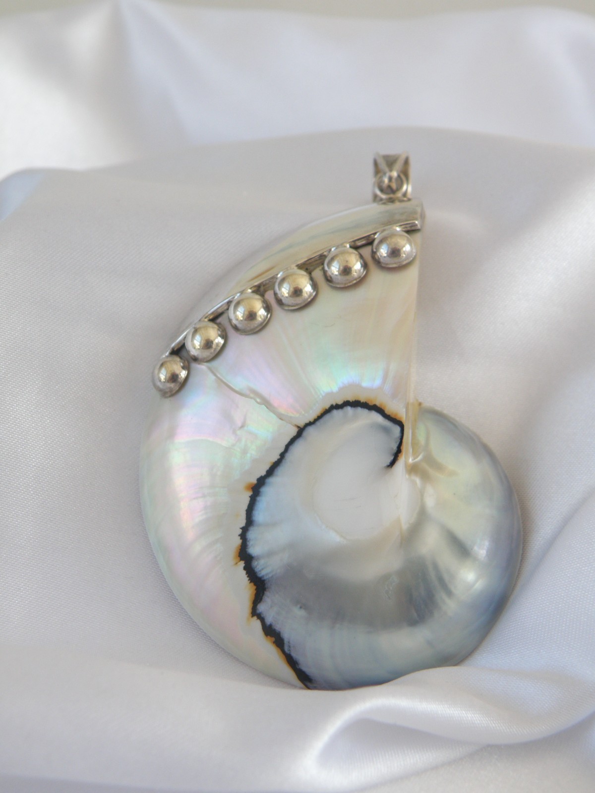 Huge Sterling Silver 925 Nautilus Shell Statement Pendant