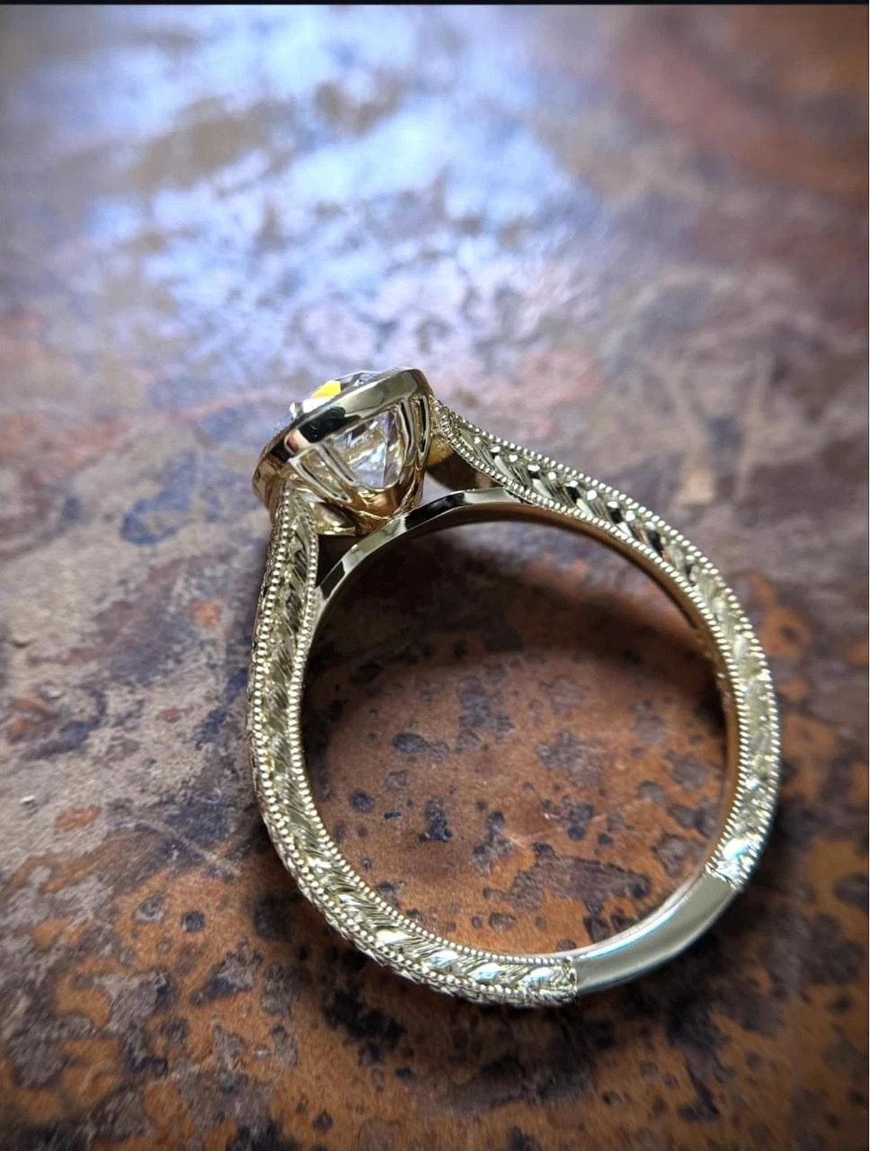 2.50Ct Art Deco Lab Created Cushion Cut Diamond Engagement Ring 14K Gold Finish