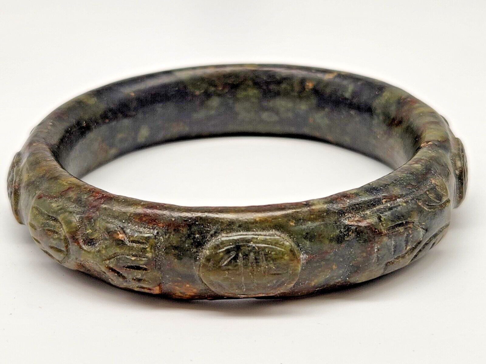 Vintage Natural Dark Green Jade Jadeite 17mm Bangle Bracelet
