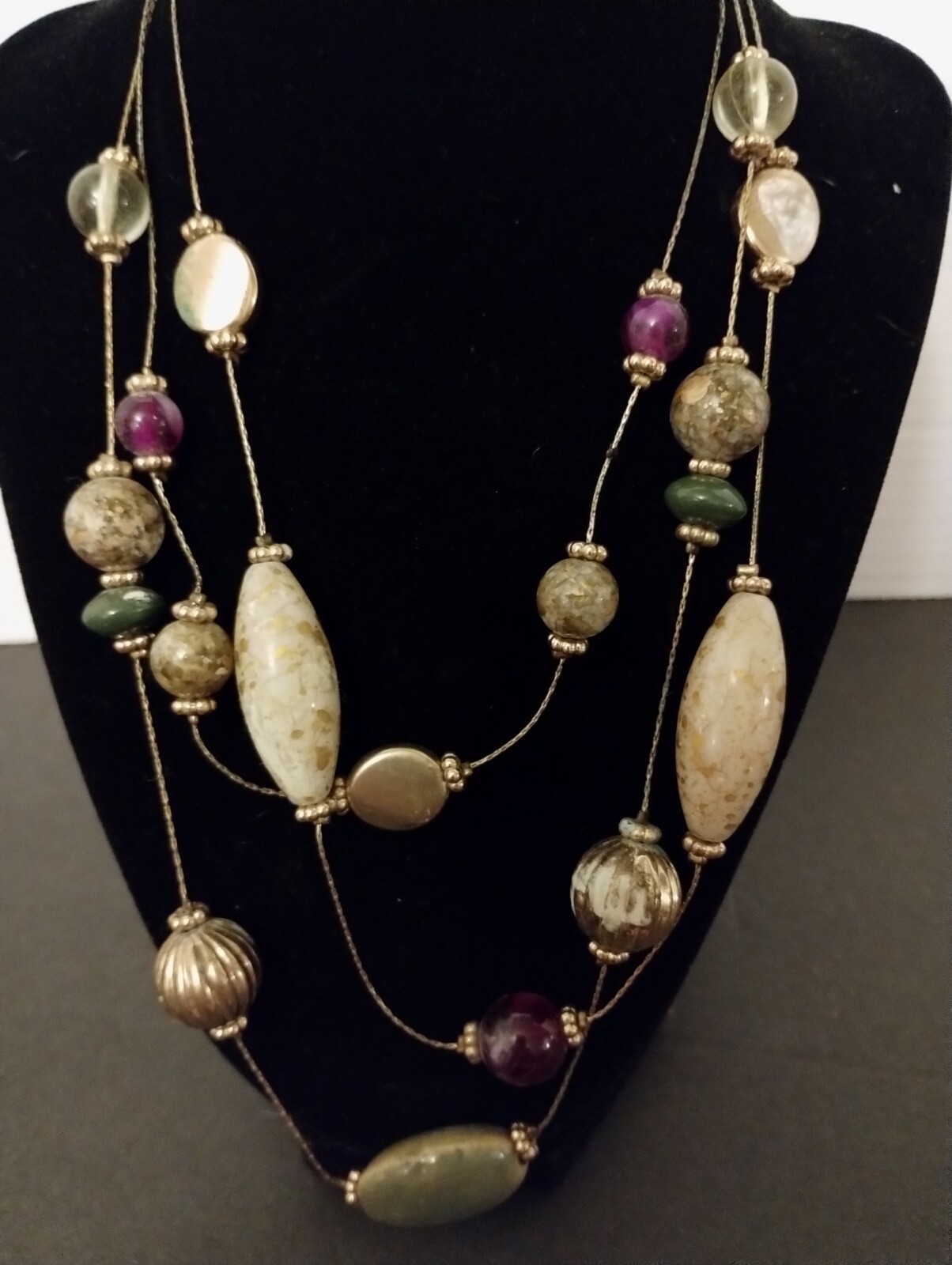 Vintage necklace,Three Layer Necklace Beautiful In Mint Condition.
