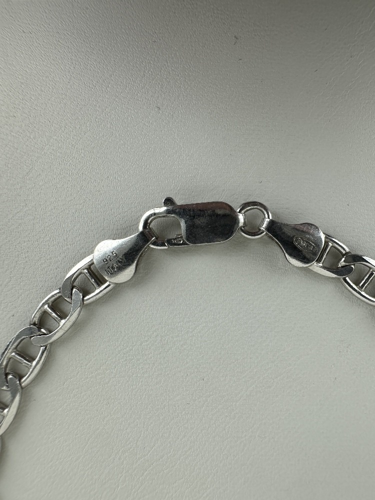 Vintage Sterling Silver 5mm Mariner Link Chain Bracelet 8”