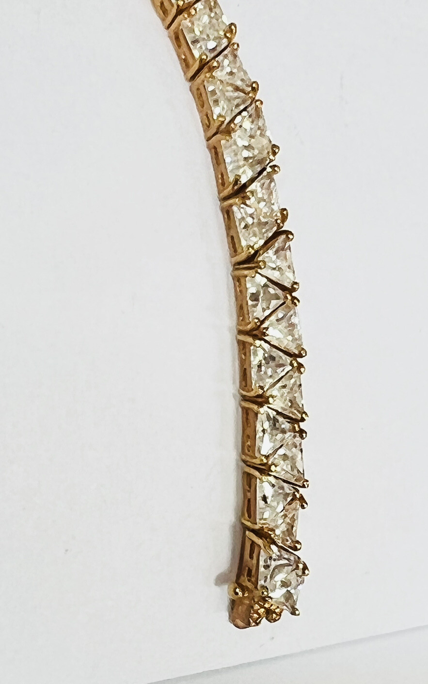 Vintage 18K Gold Vermeil Sterling Silver Trillion Cut CZ Tennis Link Bracelet
