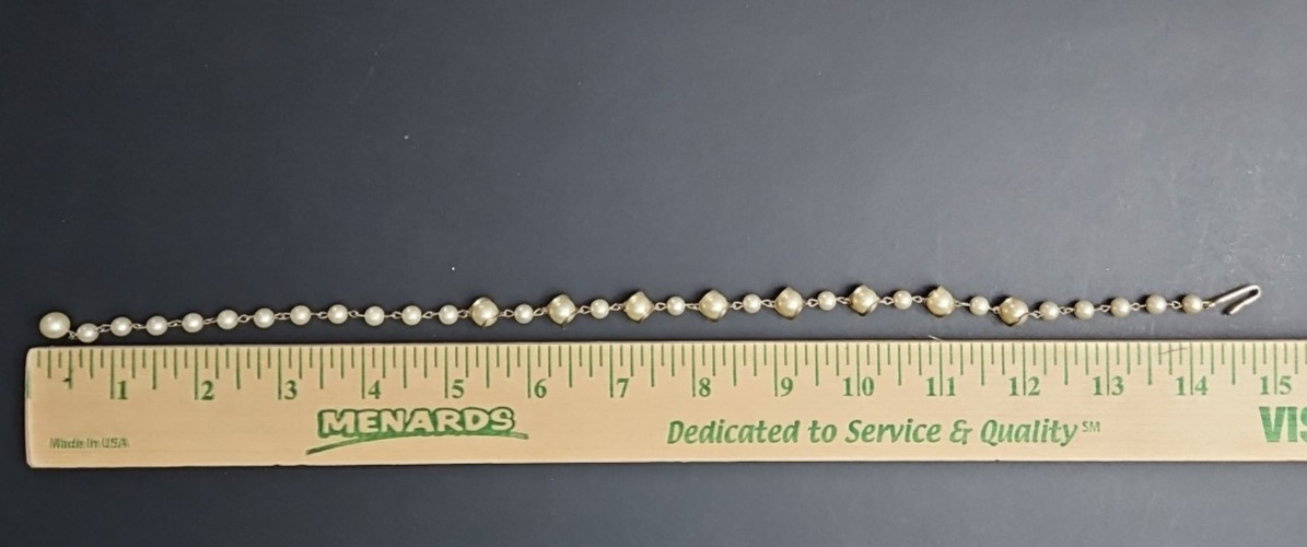 Vintage Beaded Necklace Wrapped Wire Gold Tone Links