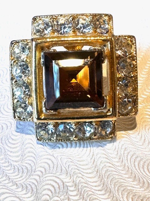 Bogoff “Tawny Topaz” Swarovski Emerald Cut Gold Plate Parure